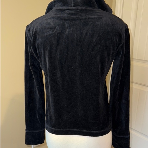 DKNY Hoodie Sweatshirt Black Velour Zip Up Front Pockets Women's Sz S - Picture 5 of 10